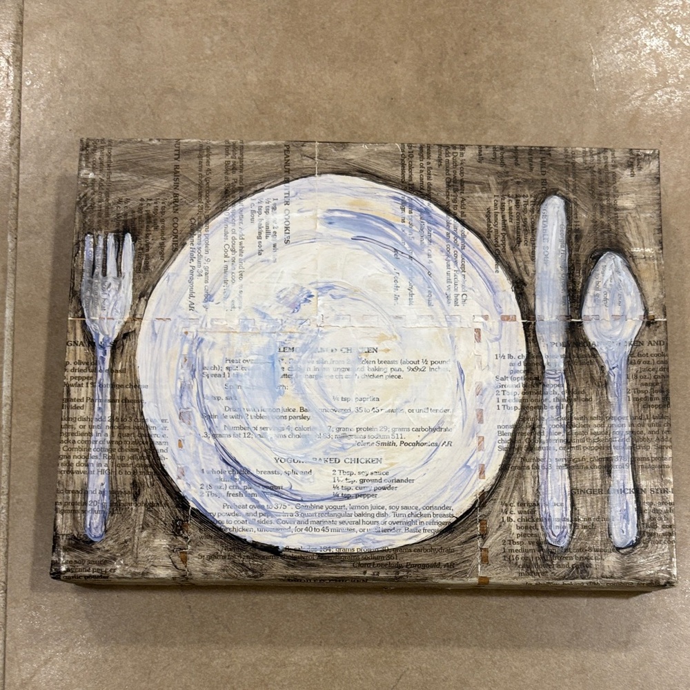 Rustic White and Brown Dining Set Canvas Art